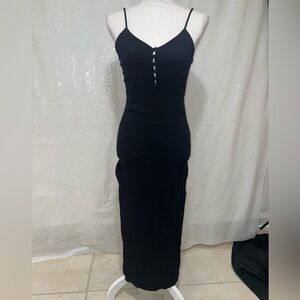 Flynn Skye Black Maxi Dress Button Down Crepe